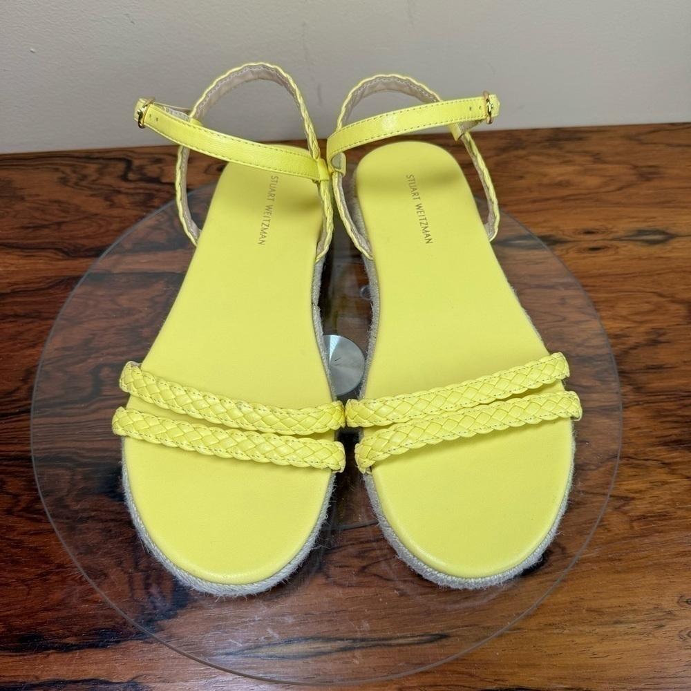 Stuart Weitzman Mykonos Braided Strap Espadrille Flat in lemon yellow - 7